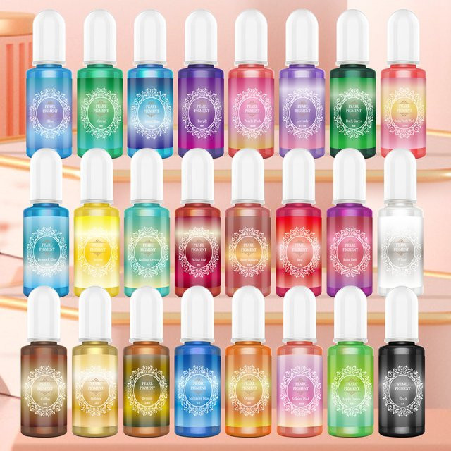 24 Farben Epoxidharz Pigmente Set, 10 ml flüssige Farbstoffe für DIY UV-Resin und Schmuckherstellung, Mehrfarbig - Bild 1