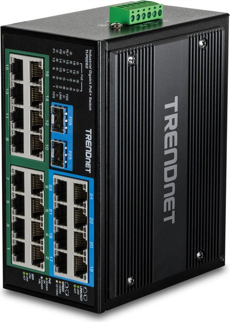 TRENDnet Industrie Network Switch 26Port Gbit PoE+ Metall DIN-Rail Schwarz TI-PG262 - Bild 1