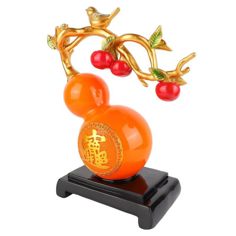 GoolRC Feng-Shui Kürbis-Statue aus Kunstharz in Orange als dekorativer Glücksbringer für dein Büro oder deinen Schreibtisch - Bild 4