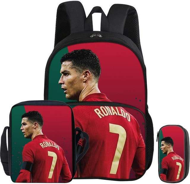 Fancy Style Studio Ronaldo 3-teiliges Schulset mit Rucksack, Umhängetasche und Federmäppchen in Rot - Bild 1