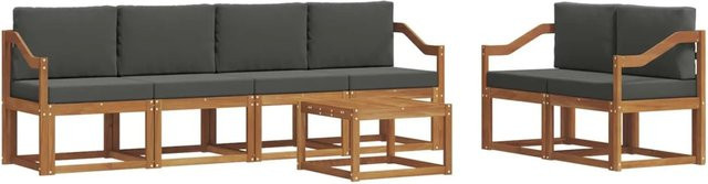 vidaXL Outdoor-Sofagarnitur L-Form aus Akazienholz mit Kissen in Braun und Anthrazit - Bild 1