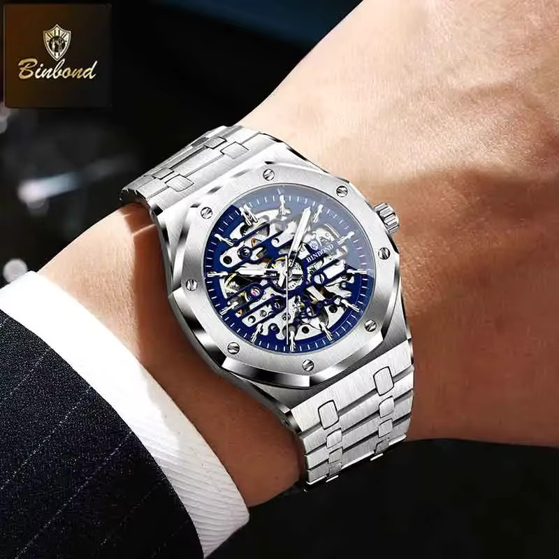 BINBOND Armbanduhr Edelstahl, Automatik, Herren, Silber - Bild 4