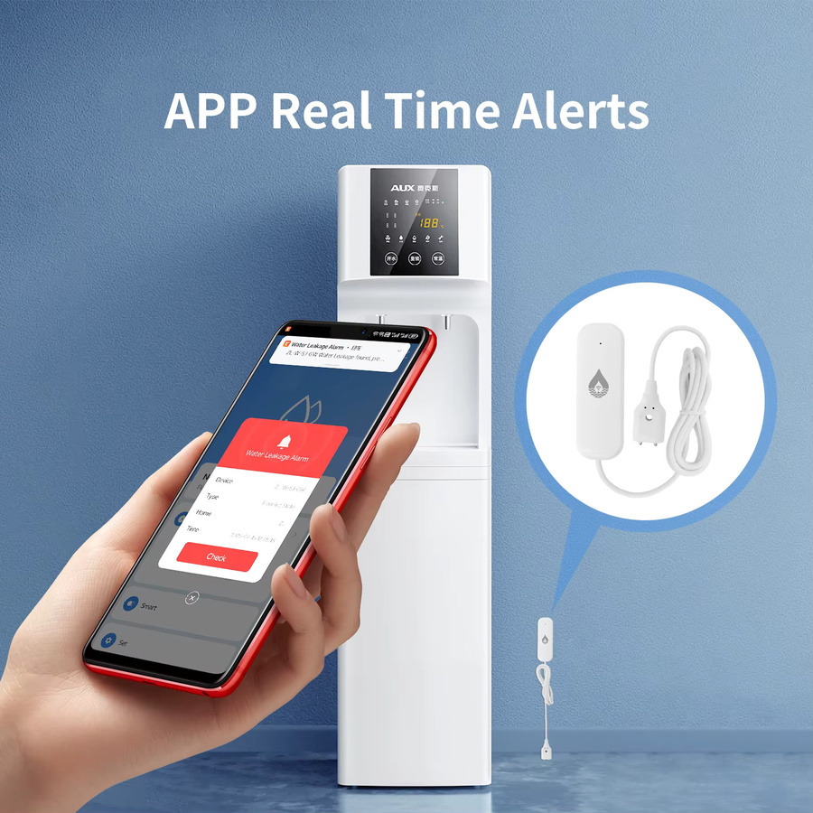 Tuya Smart Home Wasser Leckage Alarm Sensor als WiFi oder Zigbee Flut Detektor zur Fernüberwachung via App in Weiß - Bild 2