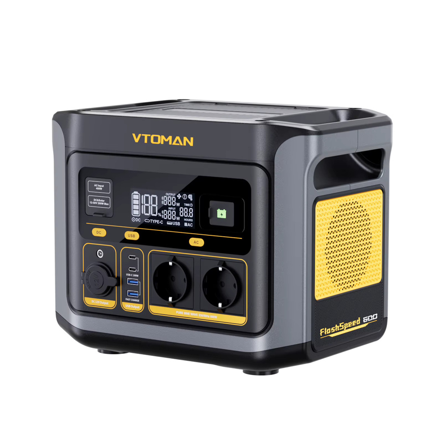 VTOMAN FlashSpeed 600 tragbare Stromstation in Schwarz mit 499 Wh LiFePO4-Batterie und 600 W Wechselstromausgang als Solar-Generator für Camping, Wohnmobil und Notfallstrom - Bild 8