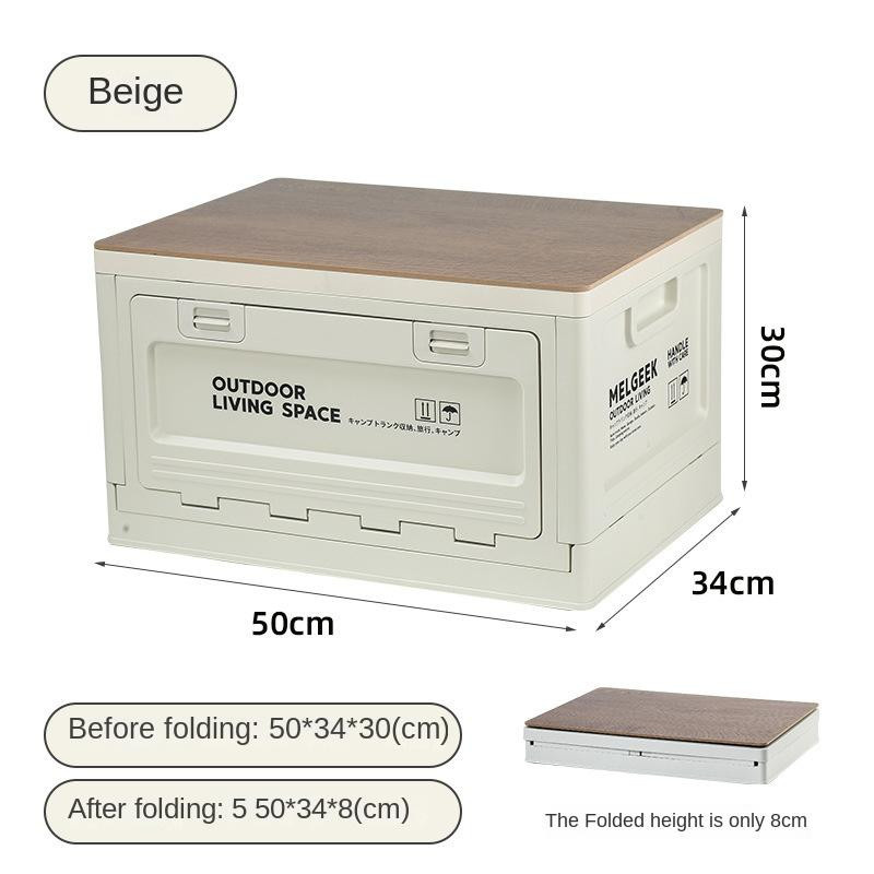 Binchi Outdoor-Aufbewahrungsbox mit Holzdeckel als Camping-Klappbox für den Kofferraum, B/T/H: 35,5 x 29,5 x 19,5 cm - Bild 2