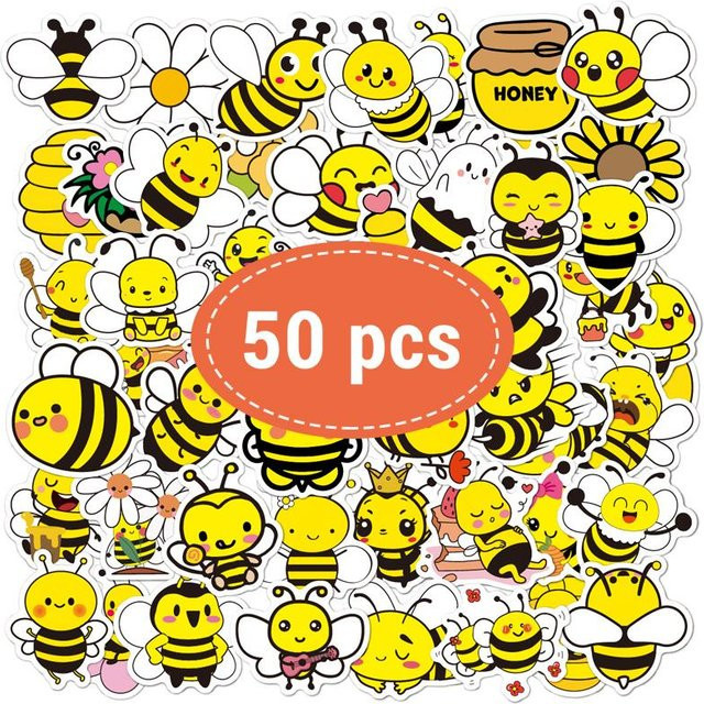 Fashnics Bienen Aufkleber Gelb 50-teiliges Set - Bild 1