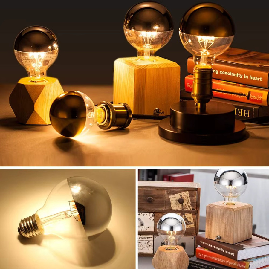 Vintage LED Edison Glühlampe G45 in Silber Chrom mit E14 Sockel, 4W dekorative Lichtquelle - Bild 2