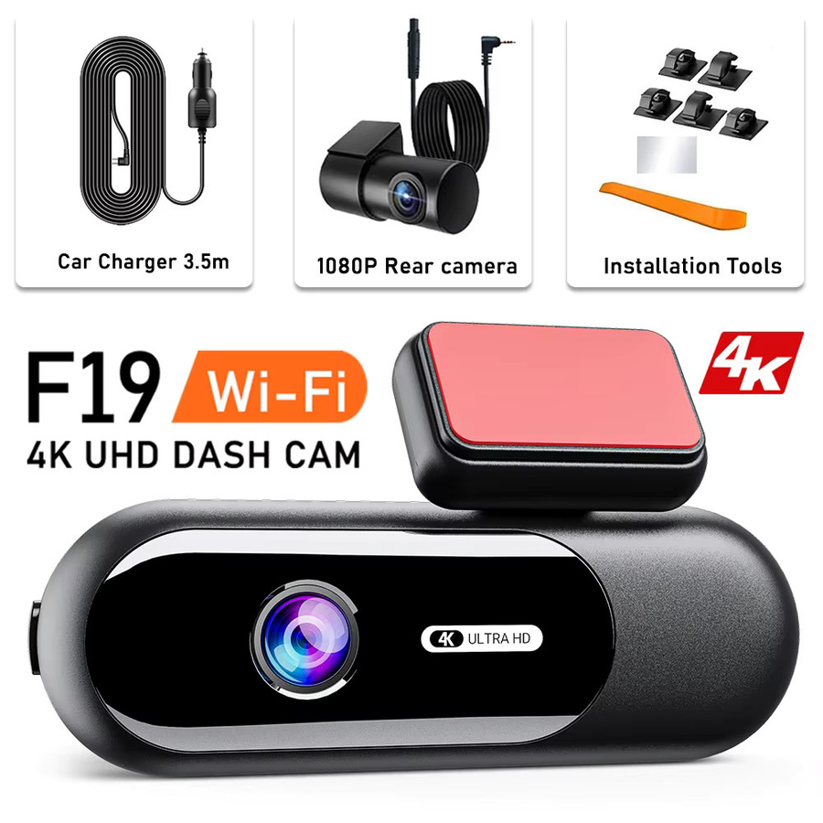 CATVEER Dash Cam 4K UHD mit Wi-Fi, HDR Nachtsicht und Parkplatz Modus, Schwarz, Vorne und Hinten - Bild 6