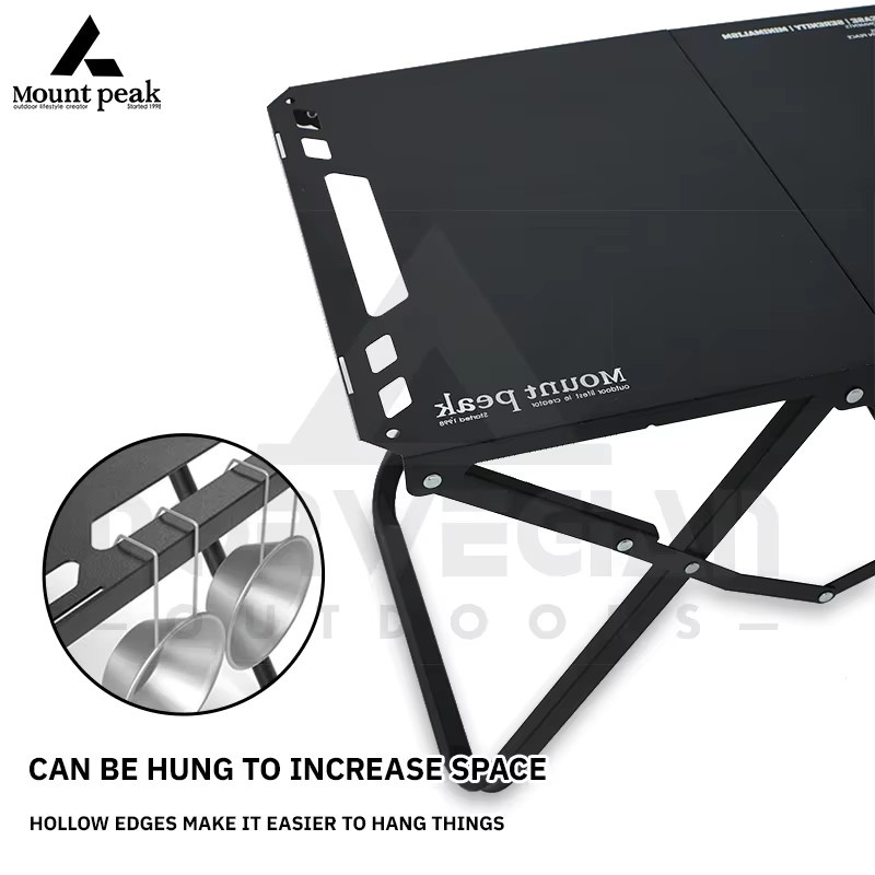 Mount Peak IGT Taktischer Outdoor Camping Tisch mit Zubehör, Multifunktionaler Klappbarer Metalltisch in Schwarz - Bild 3