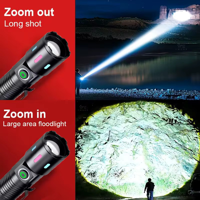 Mikenoon Mini LED Taschenlampe aus Aluminium, wiederaufladbare Tragbare Taschenlampe mit Clip in Schwarz - Bild 3