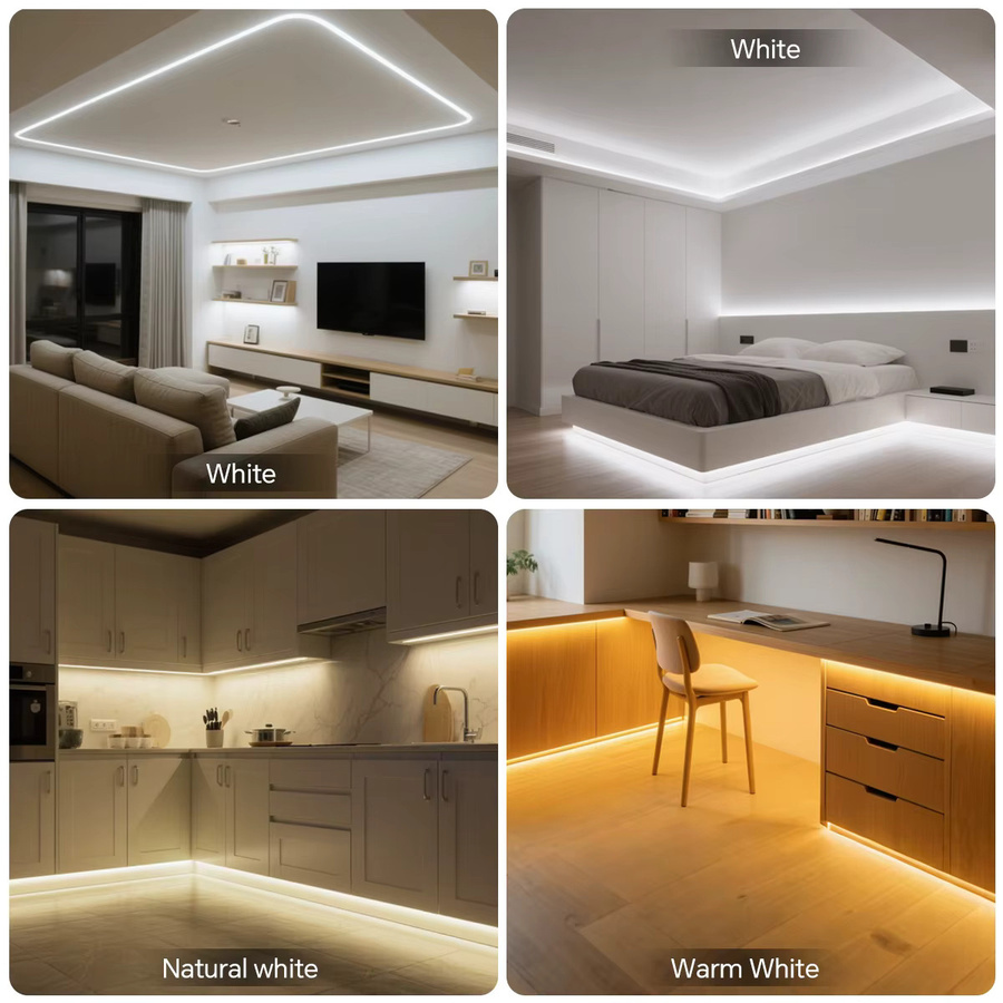 Lcamaw LED-Neon-Lichtleiste aus Silikon mit COB-Band, weiß, 280 LEDs/m, wasserdicht und selbstklebend - Bild 5