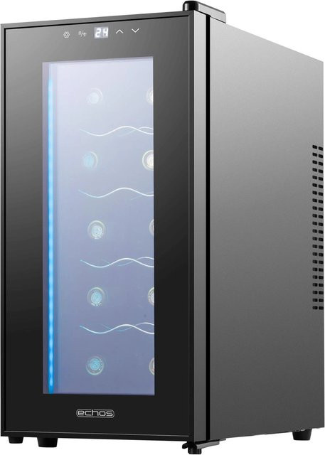 Echos SB-5300 Weinkühler in Schwarz mit Glastür, thermoelektrisch, 28 Liter Kapazität für 10 Flaschen - Bild 1
