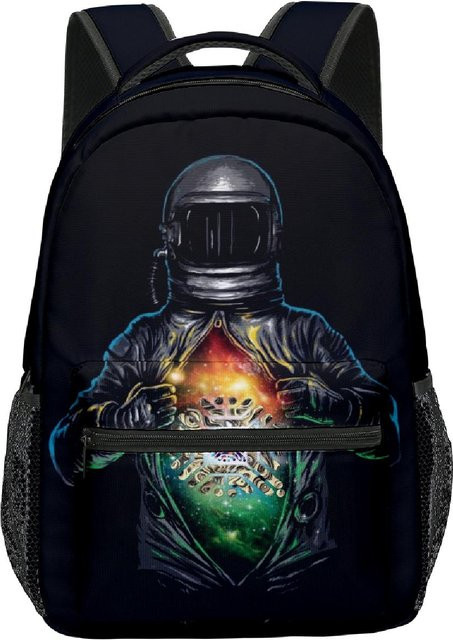 Fancy Style Studio Astronauten Rucksack für Schüler und Kinder, 3D-Druck Design, wasserdicht, Schwarz - Bild 1