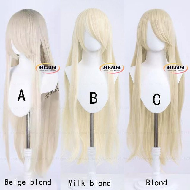 Blonde Cosplay Perücke, 100 cm, Synthetisch, Gerade, Hell - Bild 1