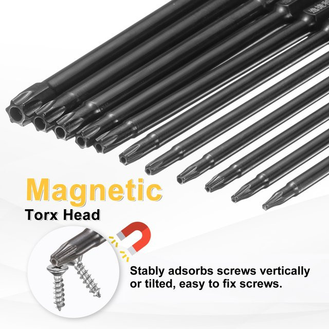 UXCELL 3er-Set Magnetische Torx-Schraubendreher-Bits mit 1/4 Zoll Sechskantschaft in Schwarz - Bild 1