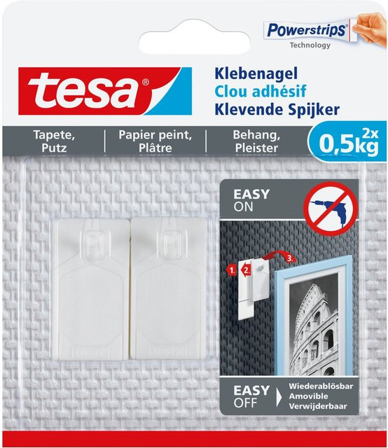 tesa Klebenagel für Tapeten und Putz in Weiß, 2 Stück - Bild 1