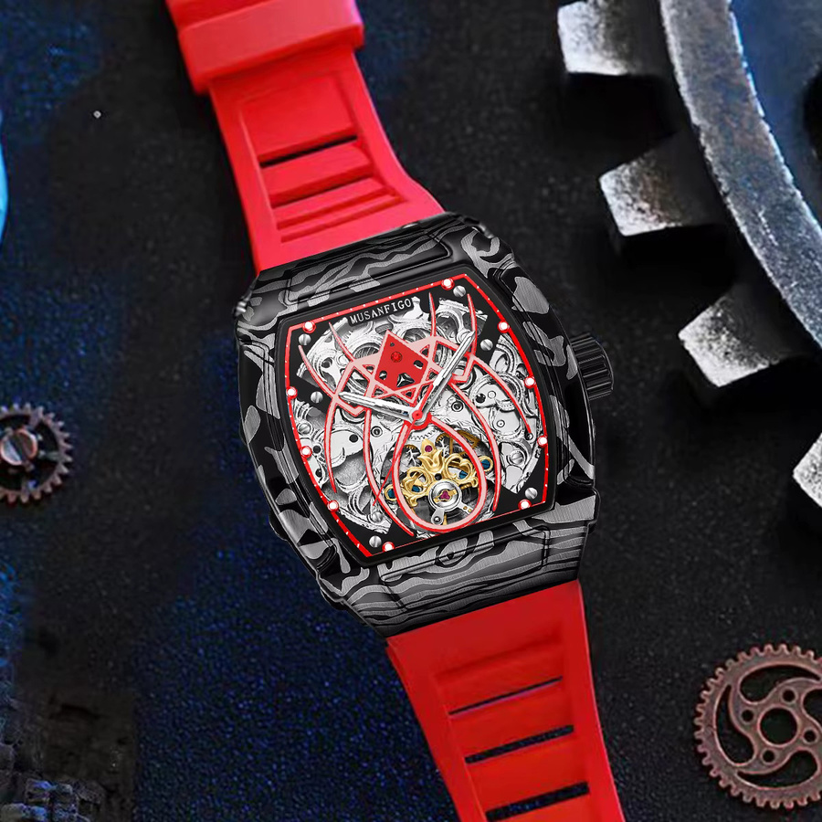MUSANFIGO Armbanduhr Automatik, Edelstahl, Schwarz, Eckig, Herren - Bild 3