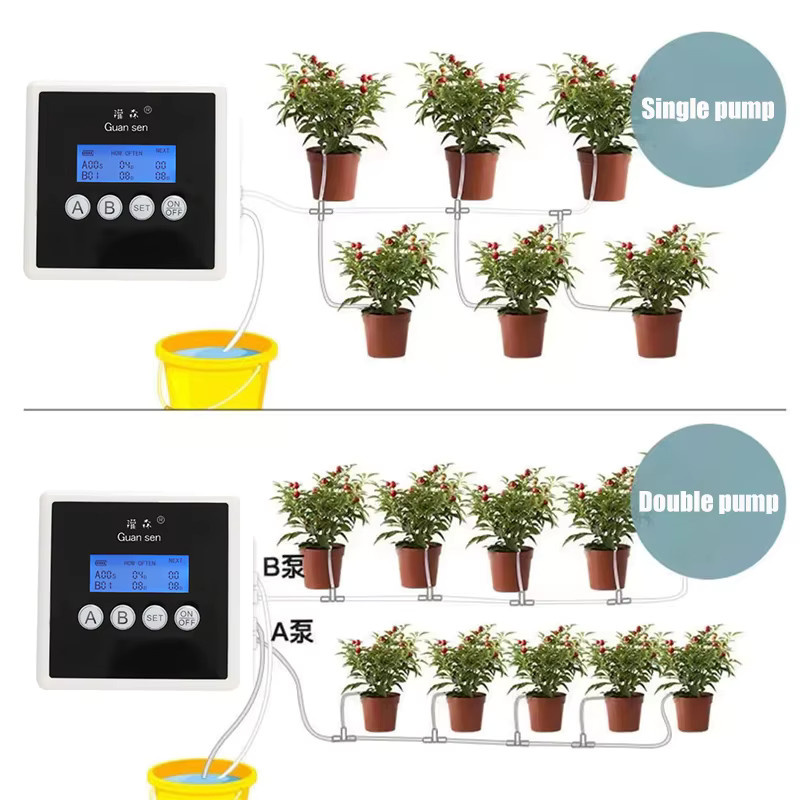 Intelligentes Tropfbewässerungs-System mit Wasserpumpen-Timer und automatischem Gartenbewässerungsregler in Weiß - Bild 3