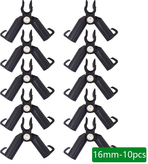 GreenYard 10er Set Klettergerüst Halterung Clips in Schwarz für Markisen, Gewächshausfolienrahmen und Sonnenschirmnetze zur Befestigung an 16mm Stahlrohren - Bild 1
