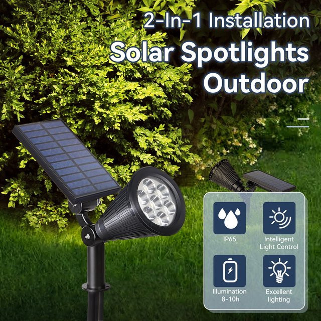 CANMEIJIA Solar LED Gartenlampe Schwarz mit austauschbarer GU10 Glühbirne Warmweiß für Terrasse und Garten - Bild 1
