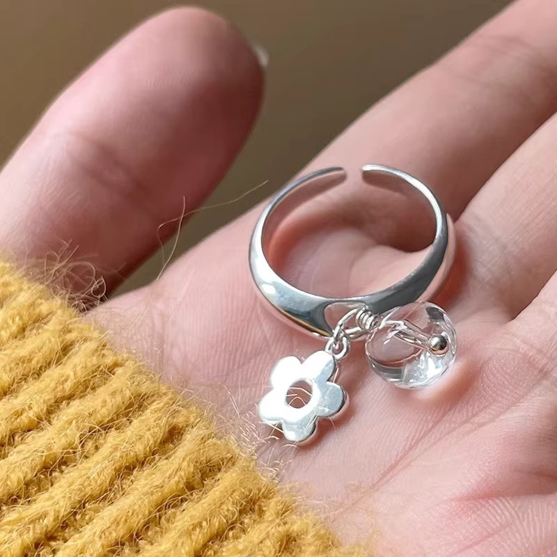 FANGSU Blumenring, 925 Silber, Kristall, Damen - Bild 2