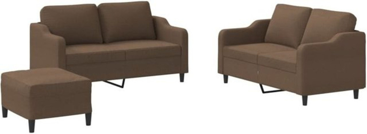 3-tlg. Sofagarnitur vidaxl in Braun aus Stoff und Polyester mit Metallgestell - Bild 1