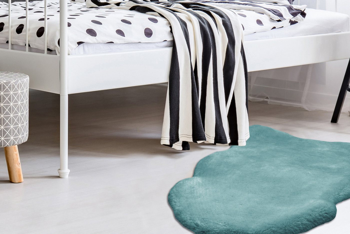 Arte Espina Hochflorteppich Rabbit Sheepskin in Hellblau, Kunstfell-Optik, B/H/T: 60 x 3,5 x 90 cm - Bild 1