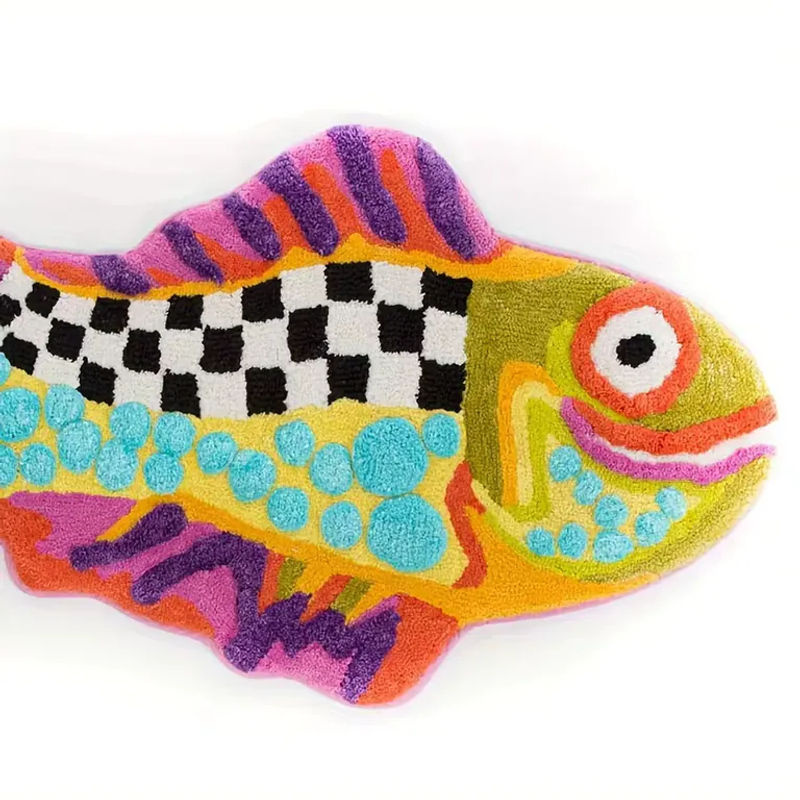 VIKAMA Bunter Fischteppich mit Tiermotiv, rutschfester und saugfähiger Teppich für Wohnzimmer, Schlafzimmer oder Badezimmer, B/T: 60 x 40 cm, Mehrfarbig - Bild 4