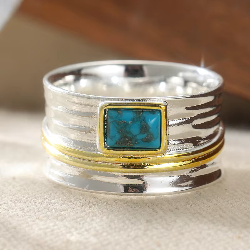 YoYo Charm-Ring, synthetischer Türkis, Bicolor, Unisex - Bild 3