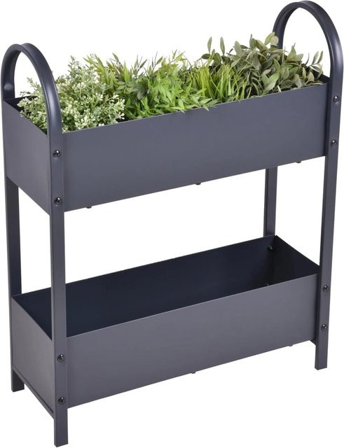 DELUKE Hochbeet HALLE mit Etagen aus Eisen in Anthrazit für Garten und Balkon, B/T/H: 75 x 22,5 x 22,5 cm - Bild 1