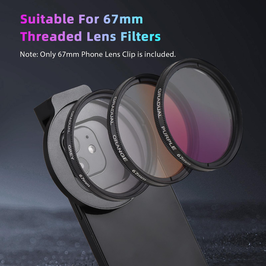 Andoer Metall Objektivfilter Clip mit 67mm Gewinde und Kaltgewindeschuh in Schwarz - Bild 3