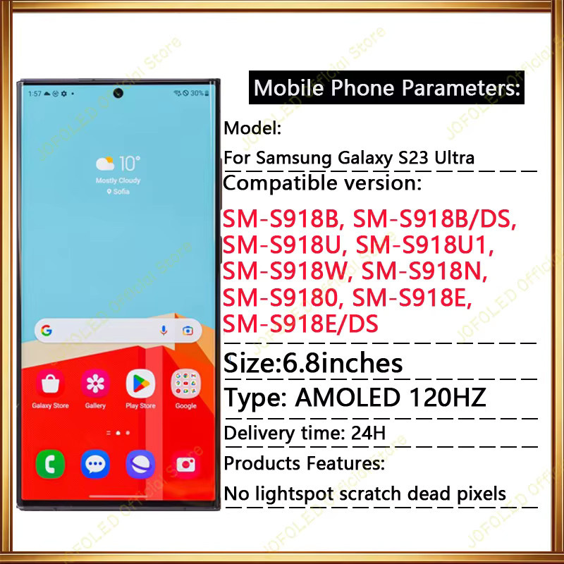 Samsung Galaxy S23 Ultra Display-Baugruppe mit 6,8 Zoll AMOLED 120Hz Touchscreen Digitizer in Grün - Bild 2