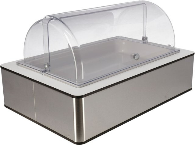 VEGA Buffetvitrine Fundale hoch mit GN 1/1 Behältern aus Melamin in Weiß, Edelstahl und Transparent, B/T/H: 63 x 42,5 x 33,9 cm - Bild 1