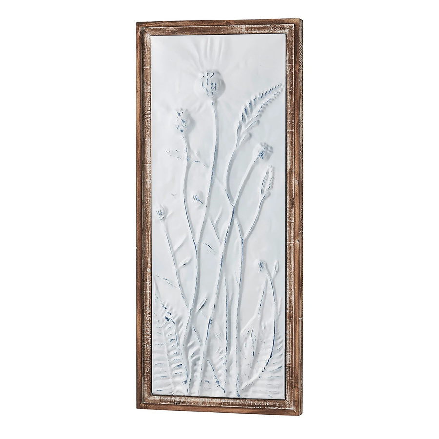 Kobolo Wandbild Delia Metallbild mit floralem Design in Weiß, Braun und Blau - Bild 2