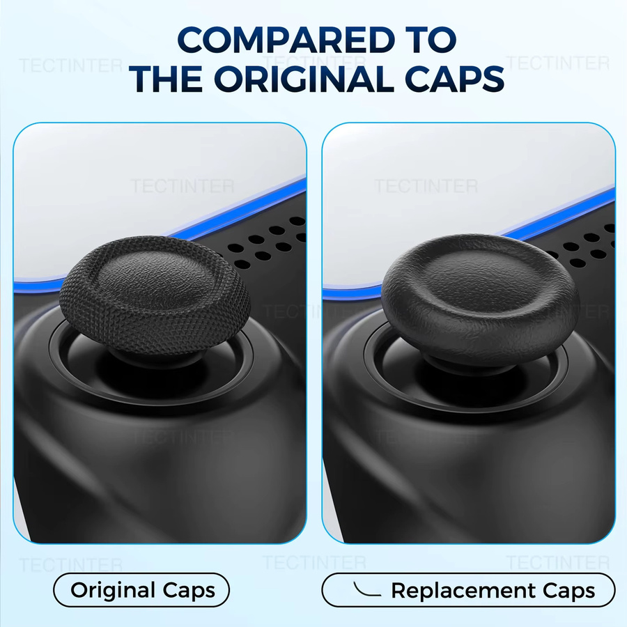 TECTINTER Joystick Ersatz Kappen für PS5 und PS4 Controller, Thumbstick Grip Abdeckung in Schwarz, Reparatur Teile für Playstation 5 Zubehör - Bild 4