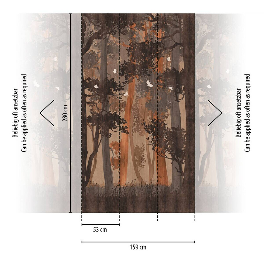 Livingwalls Fototapete Waldmotiv in Orange, Beige und Blau, B/H: 280 x 159 cm - Bild 3