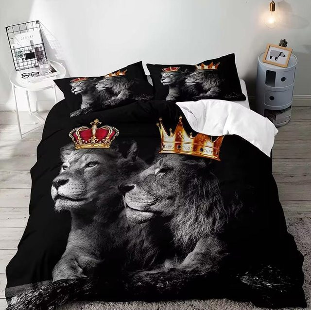 3-teiliges Bettwäsche-Set Your Warm Home mit Afrikanischem Safari Tier-Motiv in Schwarz, Microfaser, B/H: 140 x 210 cm - Bild 1