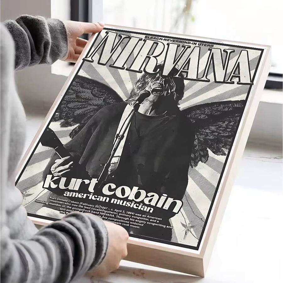 Vintage Nirvana Kurt Cobain Poster von Potdemiel in Whitepaper-Druck als dekoratives Kunstwerk in Multicolor - Bild 6