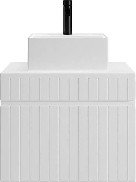 Vente-unique Einzelwaschtisch Satara in Weiß mit Streifenoptik, Breite: 60 cm - Bild 1