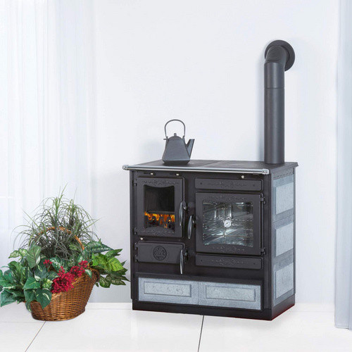 GLOBEFIRE Holzherd Alhena in Grau und Naturstein mit 6,6 kW Leistung, B/T/H: 86,0 x 90,0 x 60,0 cm - Bild 3