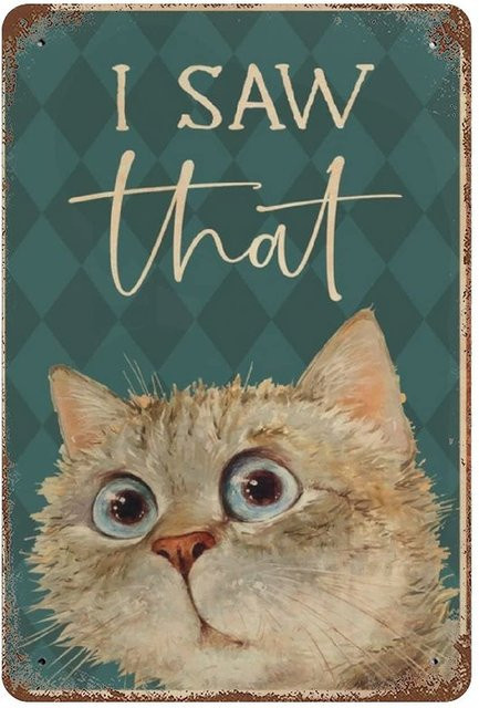 Dreacoss Metallblechschild Retro-Stil mit lustiger Katze, Mehrfarbig, B/H: 20,0 x 14,0 cm - Bild 1