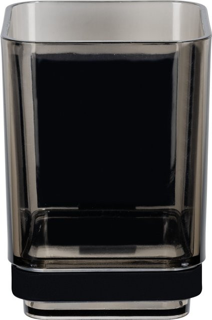 WENKO Vacuum-Loc Quadro Zahnputzbecher aus Kunststoff und Edelstahl in Schwarz und Transparent - Bild 1