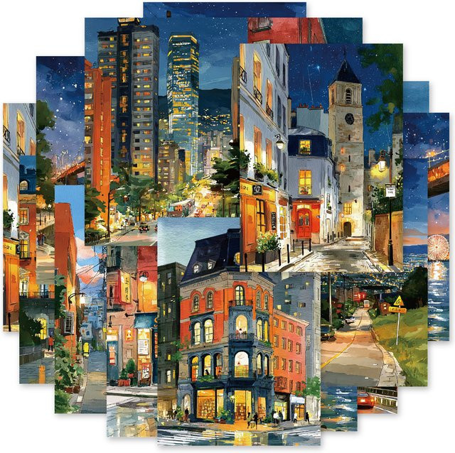 Etori Life Neon Night Evening City Buildings Streets Materialbuch, Bunt / Mehrfarbig - Bild 1
