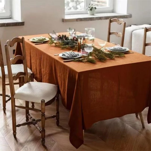 Plissierte Tischdecke von JINGYUE Pet in Orange, rechteckig, B/T: 130 x 180 cm - Bild 1
