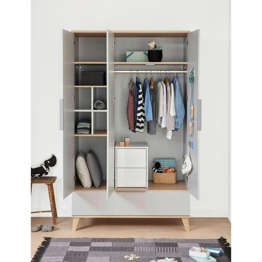 Paidi Kleiderschrank Fiene 3-türig in Eiche, B/T/H: 124 x 56 x 209 cm - Bild 2
