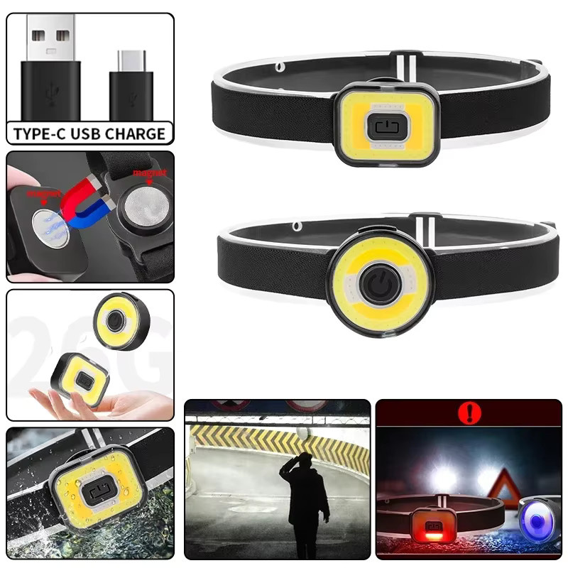 JIASHUAIXIN Tragbare magnetische COB-Flutlichtlampe mit RGBW-Funktion, wiederaufladbare LED-Stirnlampe in Schwarz für Outdoor, Camping und Arbeit - Bild 2