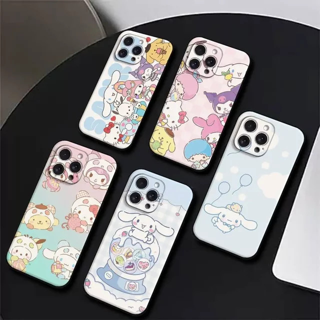 Schwarze Kuromi und Cinnamoroll Handyhülle für Apple iPhone 11 12 13 14 15 16 17 Pro Max X XR XS Max und 12 mini - Bild 1