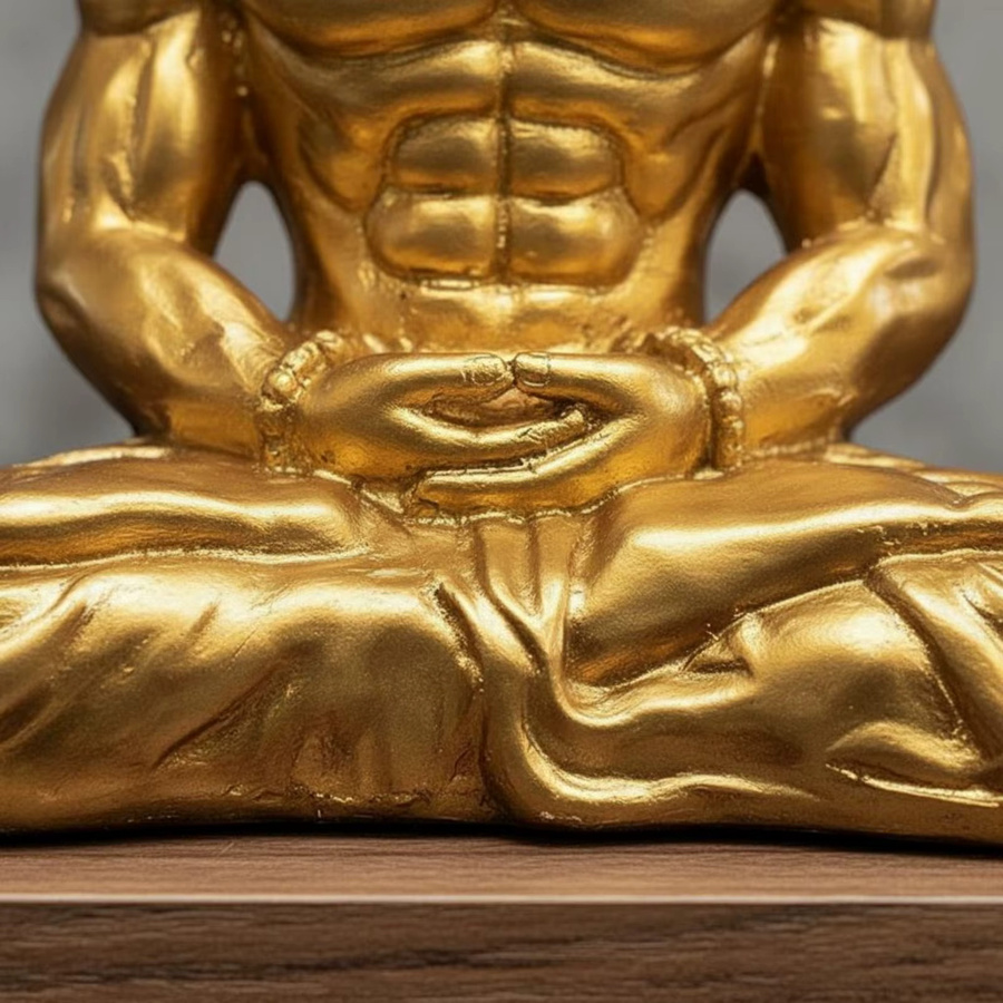 Muskel-Buddha-Ornament von homyl, kreative muskulöse Buddha-Statue aus Harz in Silber für Fitness-Enthusiasten und Bodybuilder - Bild 4