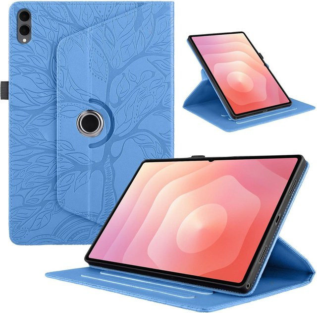 Samsung Galaxy Tab S11 Ultra Kunstleder Tasche mit 360 Grad Rotation in Blau - Bild 1
