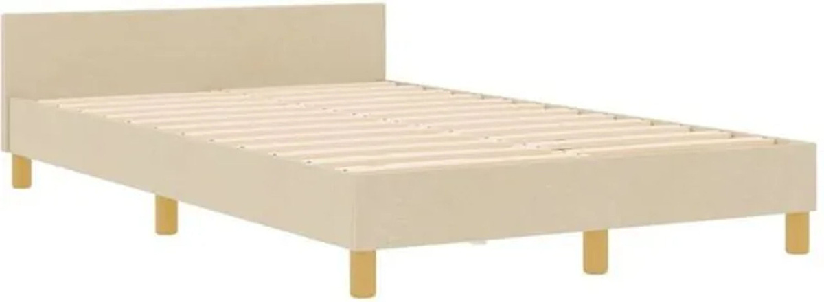 Polsterbett vidaXL mit Kopfteil in Beige, Stoff, B/T/H: 120 x 200 x 128 cm - Bild 1